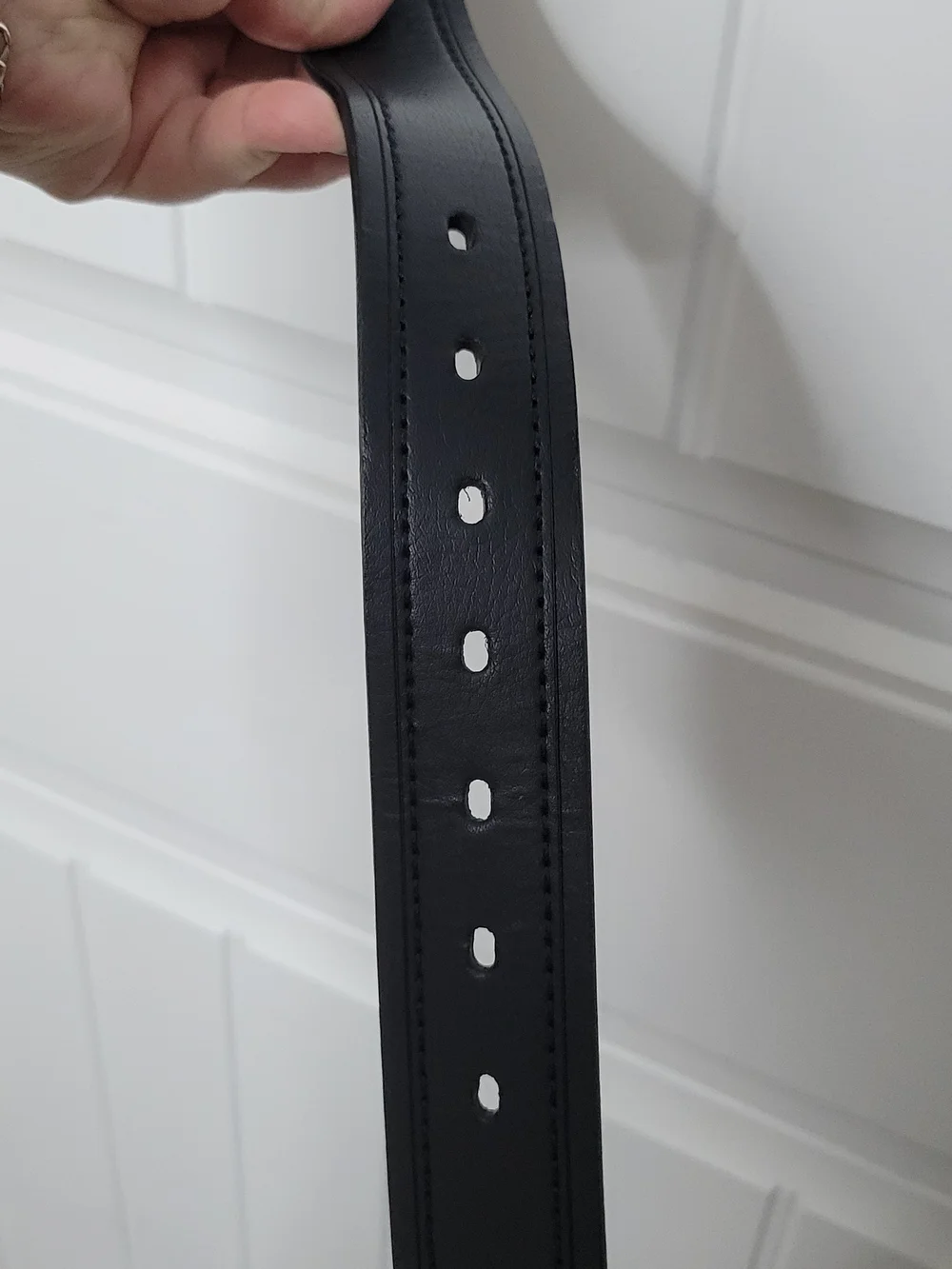 Goodfellow Black Leather Men's Belt with Brushed Metal Buckle